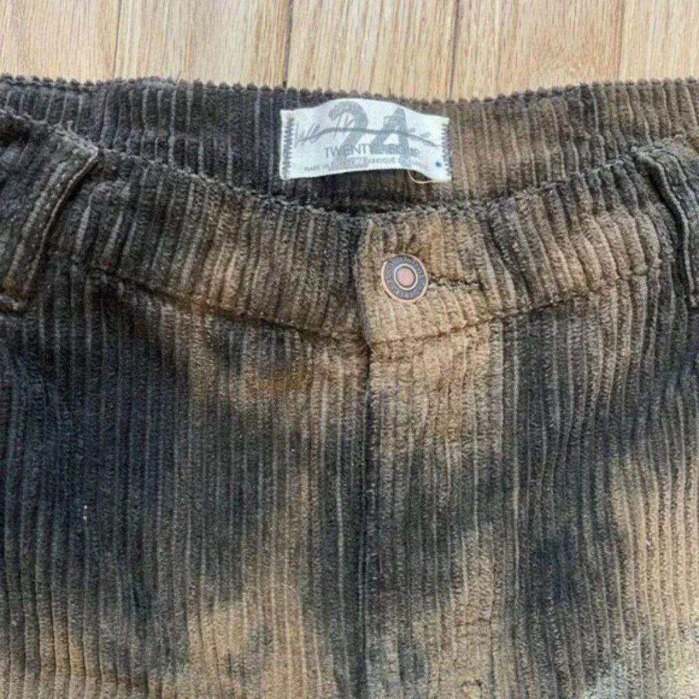 Free People Reese Pitched Straight Corduroy Jeans Tie Dye Brown Tan Size 24 - Picture 6 of 10